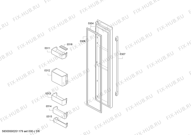 Взрыв-схема холодильника Bosch KAD90VI30 Side by side IWD - Схема узла 03