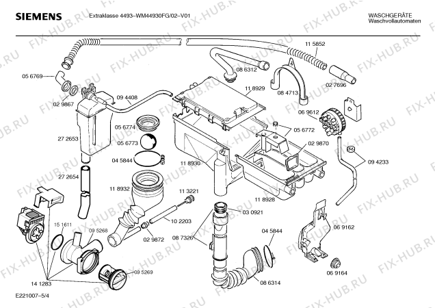 Схема №4 WM44930FG EXTRAKLASSE 4493 с изображением Панель для стиралки Siemens 00285870