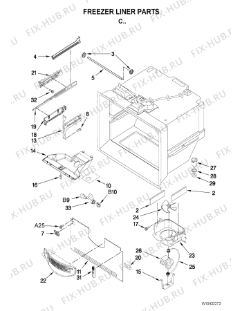 Схема №6 5GFF25PRYW с изображением Рукоятка для холодильной камеры Whirlpool 482000006657