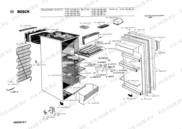 Схема №2 0701144734 KS141TG с изображением Контейнер для холодильника Bosch 00121917