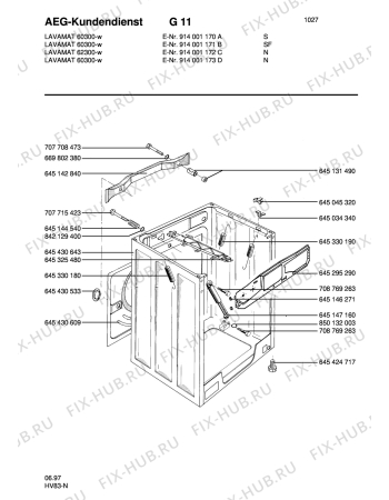 Взрыв-схема стиральной машины Aeg LAV62300-W N - Схема узла Housing 001