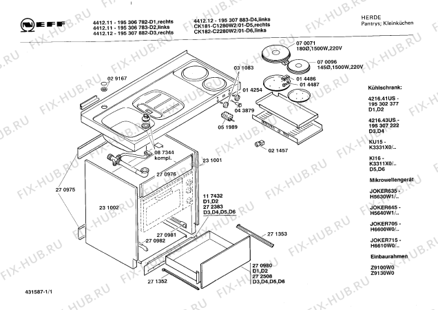Схема №1 C1280W2 CK 181 с изображением Переключатель для компактной кухни Bosch 00031083