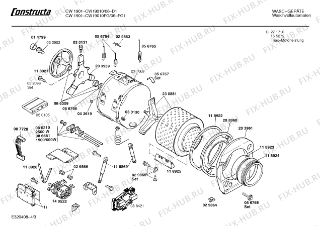 Взрыв-схема стиральной машины Constructa CW19010 CW1901 - Схема узла 03