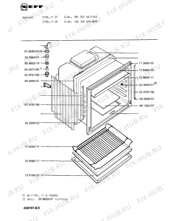 Взрыв-схема плиты (духовки) Neff 195303695 2194.11EF - Схема узла 03