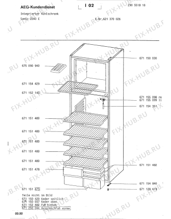 Взрыв-схема холодильника Aeg SAN2240 E - Схема узла Housing 001