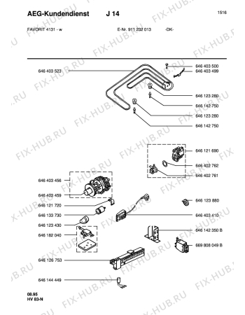 Взрыв-схема посудомоечной машины Aeg FAV4131-W - Схема узла Electrical equipment