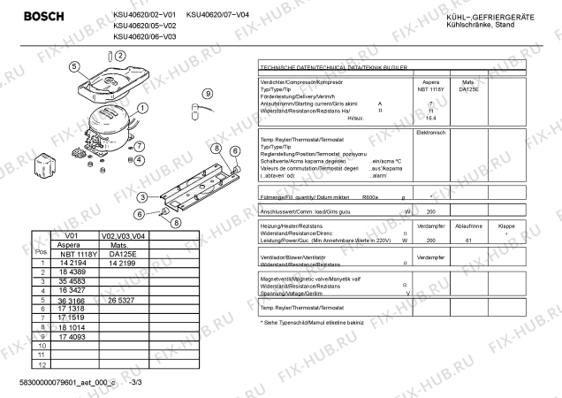 Схема №3 KSU40620 с изображением Инструкция по эксплуатации для холодильника Bosch 00583471