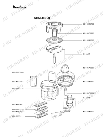 Взрыв-схема кухонного комбайна Moulinex AB664B(Q) - Схема узла EP000447.8P2