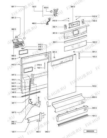 Схема №1 GSFP 3988 WS с изображением Панель для посудомоечной машины Whirlpool 481245371247