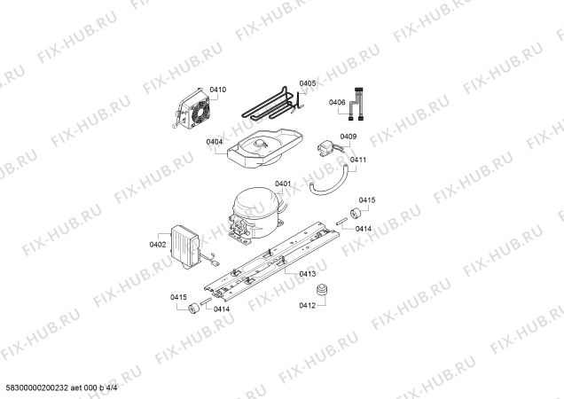 Взрыв-схема холодильника Bosch KGN56HB40N, Bosch - Схема узла 04