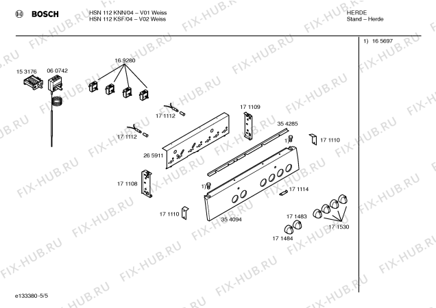 Схема №5 HSN112KNN с изображением Инструкция по эксплуатации для плиты (духовки) Bosch 00524558