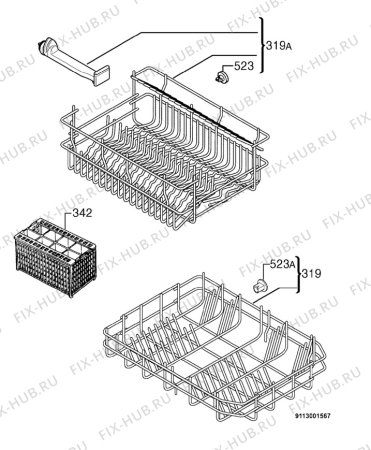 Взрыв-схема посудомоечной машины Ebd SP4250W - Схема узла Basket 160