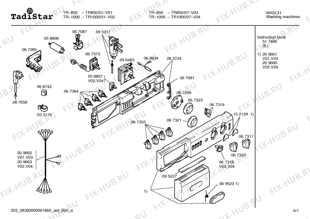 Схема №4 TR1000 с изображением Кабель для стиралки Bosch 00209663