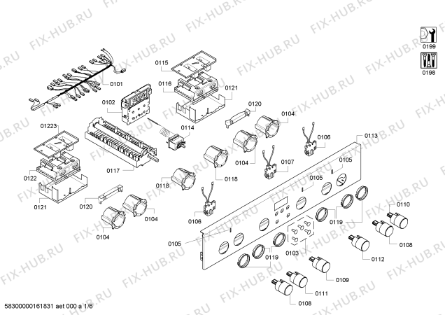 Схема №2 1KCC62250 с изображением Ручка конфорки для электропечи Bosch 00625291