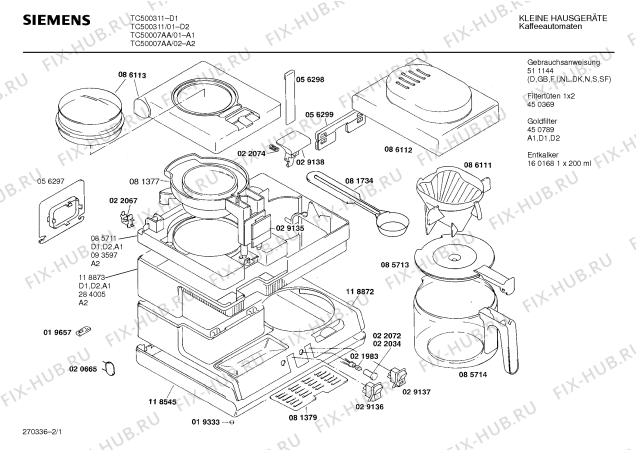 Схема №1 TKA6210 с изображением Терморегулятор для электрокофемашины Siemens 00028965