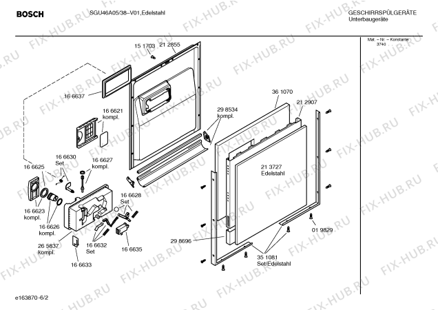 Схема №6 SGI4695 Silence comfort с изображением Передняя панель для посудомойки Bosch 00362290
