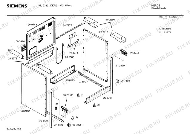 Взрыв-схема плиты (духовки) Siemens HL53321DK - Схема узла 02