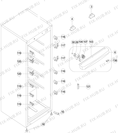 Взрыв-схема холодильника Zanussi ZFU21300WA - Схема узла Housing 001