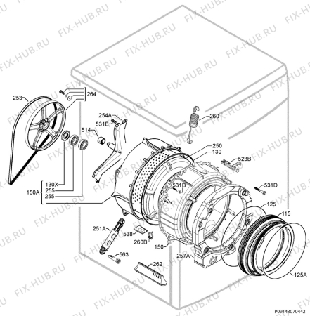 Взрыв-схема стиральной машины Zanussi ZWNB7140AL - Схема узла Functional parts 267
