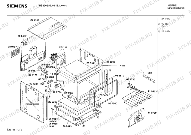 Взрыв-схема плиты (духовки) Siemens HB35620IL - Схема узла 03