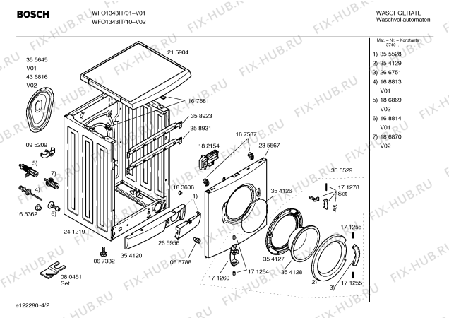 Взрыв-схема стиральной машины Bosch WFO1343IT Maxx Selecta WFO 1343 - Схема узла 02