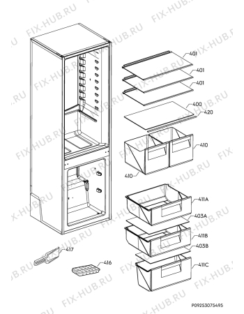 Взрыв-схема холодильника Aeg SCK6181VLS - Схема узла Internal parts