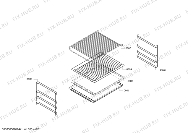 Взрыв-схема плиты (духовки) Bosch HBN531E4B - Схема узла 06