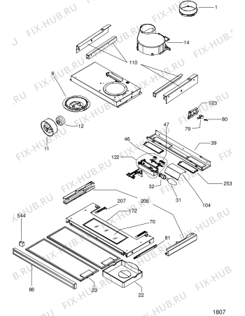 Схема №1 H461BK (F034663) с изображением Фиксатор для вытяжки Indesit C00119492