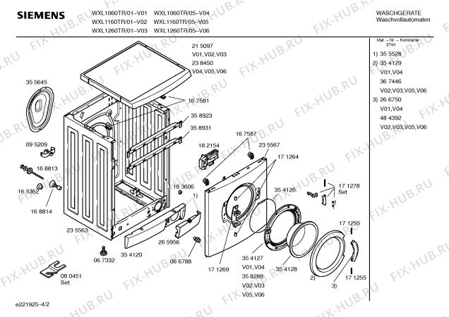 Схема №4 WXL1060TR SIWAMAT XL 106 с изображением Панель управления для стиралки Siemens 00367501