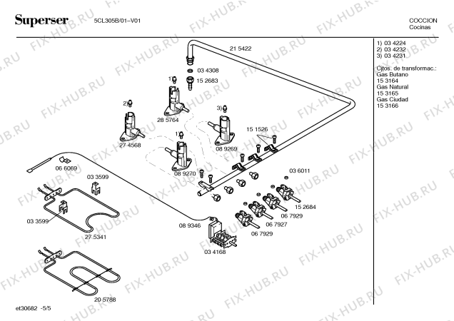 Схема №5 5CM205B с изображением Панель для плиты (духовки) Bosch 00215421