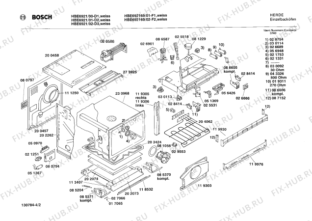 Взрыв-схема плиты (духовки) Bosch HBE692169 - Схема узла 02