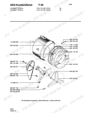 Взрыв-схема стиральной машины Aeg LAV75700 UPDATE - Схема узла Tub and drum