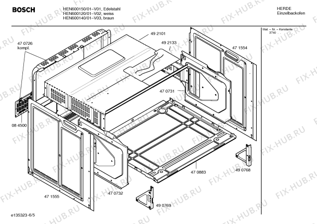 Взрыв-схема плиты (духовки) Bosch HEN600120 - Схема узла 05