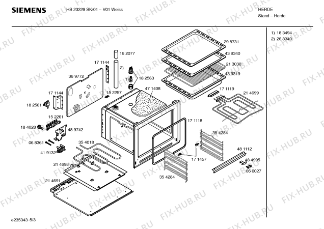 Схема №4 HS23229SK с изображением Инструкция по эксплуатации для электропечи Siemens 00590892
