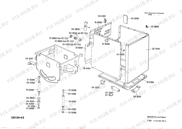 Взрыв-схема стиральной машины Bosch 0722044162 V900 - Схема узла 02