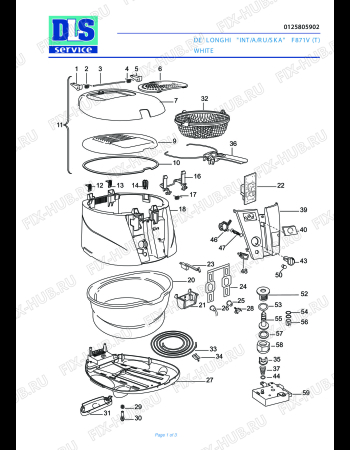 Схема №1 F 871V с изображением Крышечка для тостера (фритюрницы) DELONGHI 5325101400