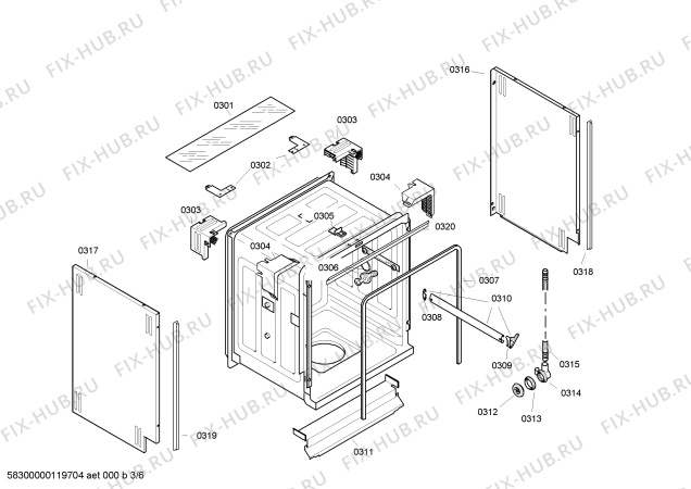 Схема №6 3VF341ND VF341N с изображением Декоративная рамка для посудомойки Bosch 00445545