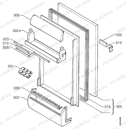 Взрыв-схема холодильника Zanussi ZU7155-1 - Схема узла Door 003