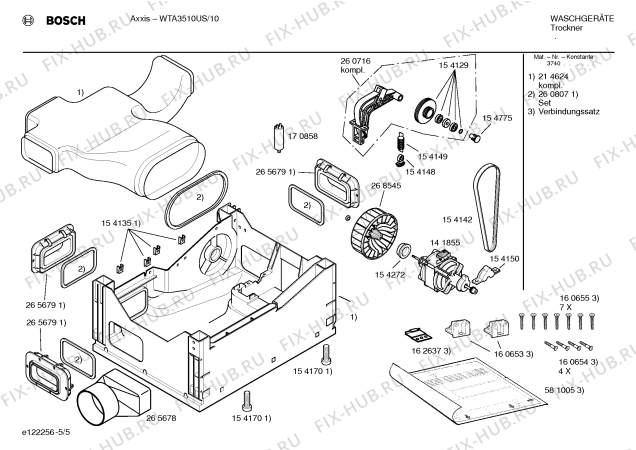 Схема №5 WTA3510UC Axxis с изображением Конденсатор для электросушки Bosch 00170858