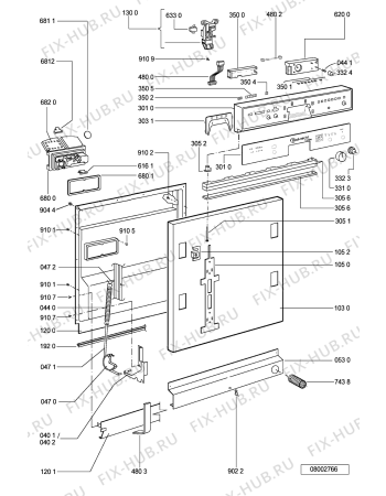 Схема №1 GSI 4988 C-AL с изображением Панель для посудомоечной машины Whirlpool 481245371503