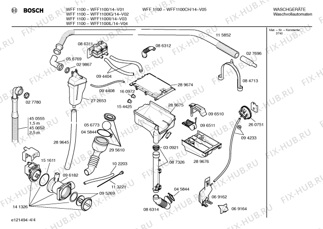 Схема №3 WFF1110II, EXKLUSIV WFF1110 с изображением Инструкция по эксплуатации для стиралки Bosch 00519894