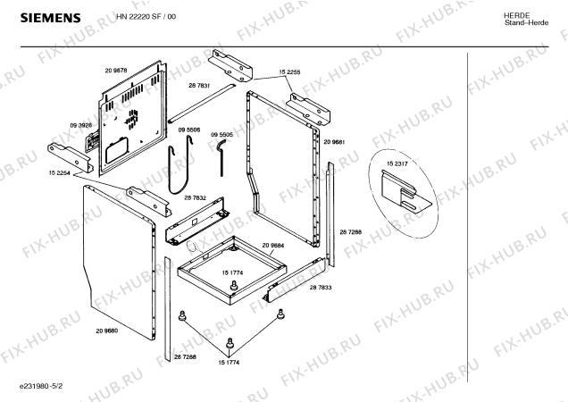 Взрыв-схема плиты (духовки) Siemens HN22220SF - Схема узла 02