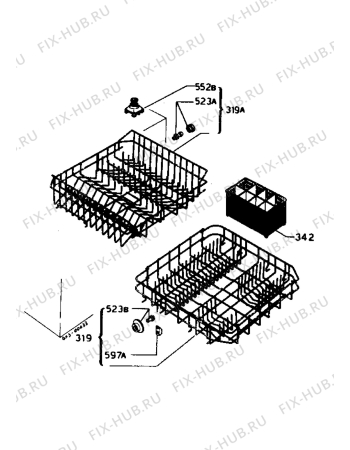 Взрыв-схема посудомоечной машины Zanussi ID4418W - Схема узла Baskets, tubes 061