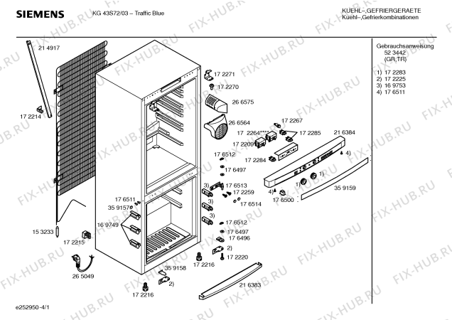Схема №3 KG43S72 с изображением Дверь для холодильника Siemens 00236512