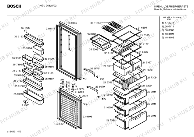 Схема №4 KGU36121 с изображением Дверь морозильной камеры для холодильной камеры Bosch 00239106