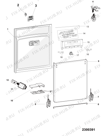 Взрыв-схема посудомоечной машины Whirlpool OBKUC3C26FX (F104044) - Схема узла