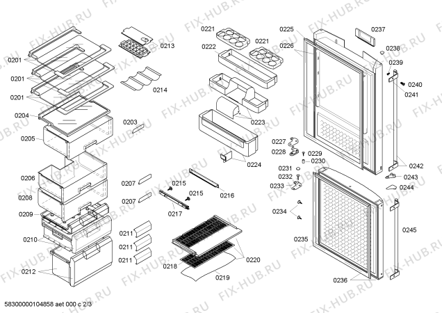 Взрыв-схема холодильника Bosch KGF33220 - Схема узла 02