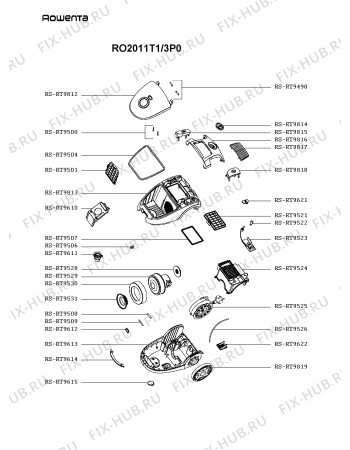 Схема №2 RO2011T1/3P0 с изображением Катушка для мини-пылесоса Rowenta RS-RT9815
