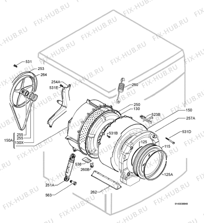 Взрыв-схема стиральной машины Husqvarna Electrolux QW16778 - Схема узла Functional parts 267