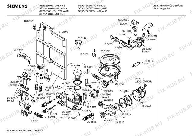 Взрыв-схема посудомоечной машины Siemens SE35260 - Схема узла 04